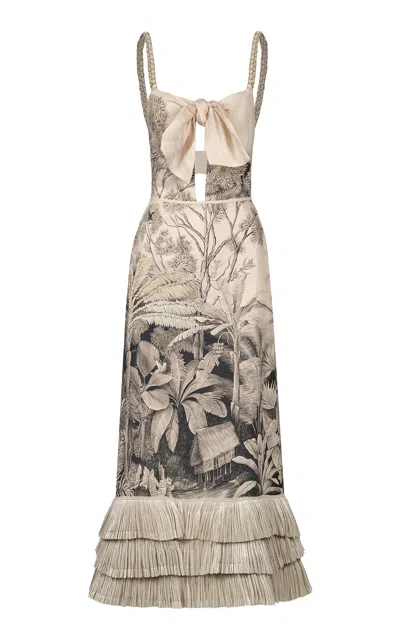 Johanna Ortiz Linen-blend Invictus Ankle Dress In Multi