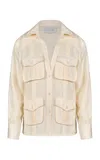 Johanna Ortiz Linen Calida Guayabera Jacket In Neutral