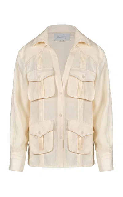 Johanna Ortiz Linen Calida Guayabera Jacket In Neutral