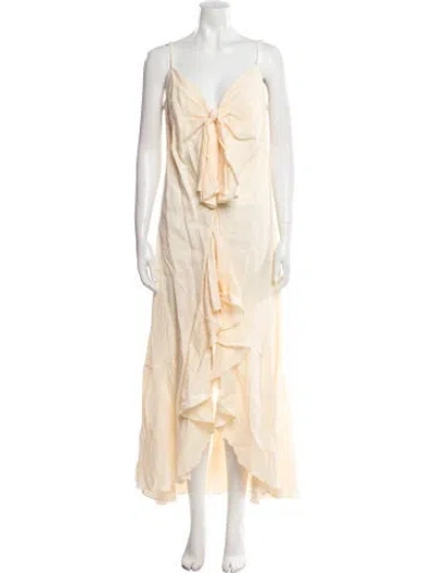 Pre-owned Johanna Ortiz Linen Cowl Neck Tunic In Neutral