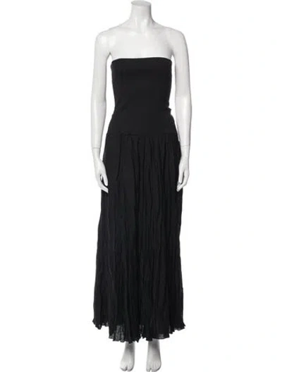 Pre-owned Johanna Ortiz Linen Long Dress In Black