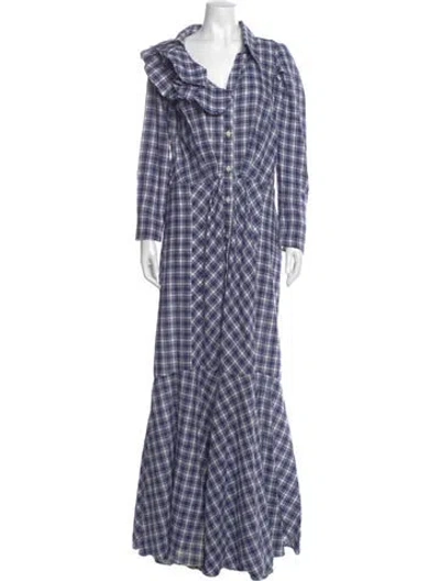 Pre-owned Johanna Ortiz Linen Long Dress In Blue