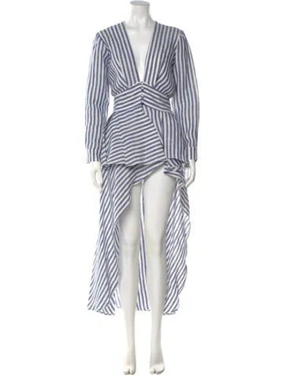 Pre-owned Johanna Ortiz Linen Long Dress In Blue