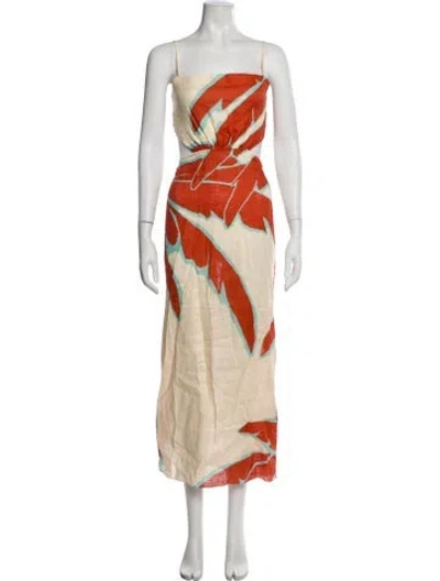 Pre-owned Johanna Ortiz Linen Long Dress In Multi