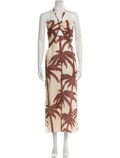 Pre-owned Johanna Ortiz Linen Long Dress In Multi