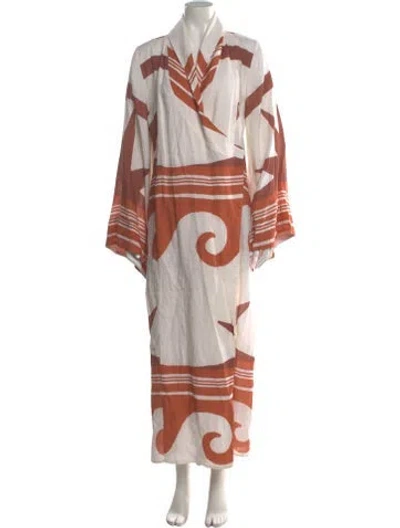 Pre-owned Johanna Ortiz Linen Long Dress In Neutral