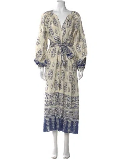 Pre-owned Johanna Ortiz Linen Long Dress In Neutral
