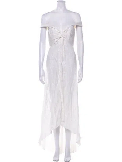 Pre-owned Johanna Ortiz Linen Long Dress In Neutral