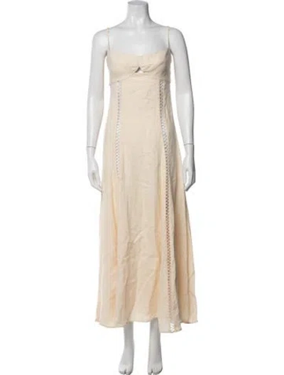 Pre-owned Johanna Ortiz Linen Long Dress In Neutral