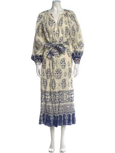Pre-owned Johanna Ortiz Linen Long Dress In Neutral