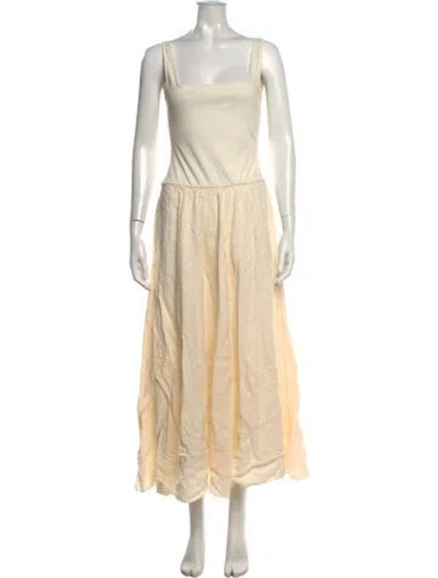 Pre-owned Johanna Ortiz Linen Long Dress In Neutral