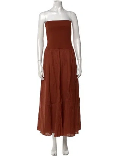 Pre-owned Johanna Ortiz Linen Long Dress In Orange