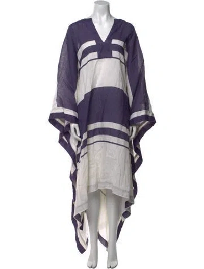 Pre-owned Johanna Ortiz Linen Long Dress In Purple
