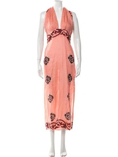Pre-owned Johanna Ortiz Linen Long Dress W/ Tags In Multi