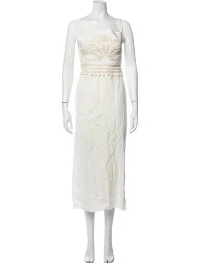 Pre-owned Johanna Ortiz Linen Long Dress In White