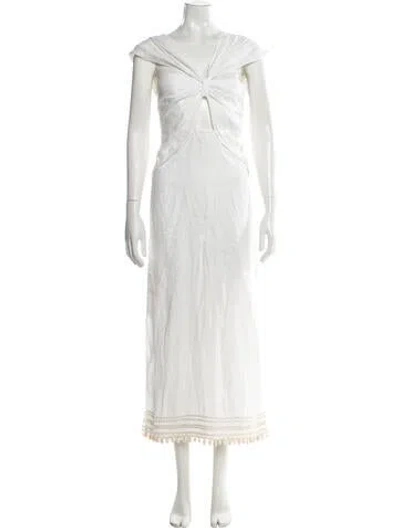 Pre-owned Johanna Ortiz Linen Long Dress In White
