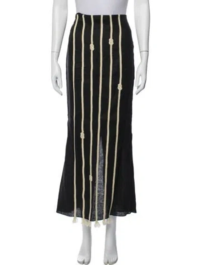 Pre-owned Johanna Ortiz Linen Long Skirt In Black
