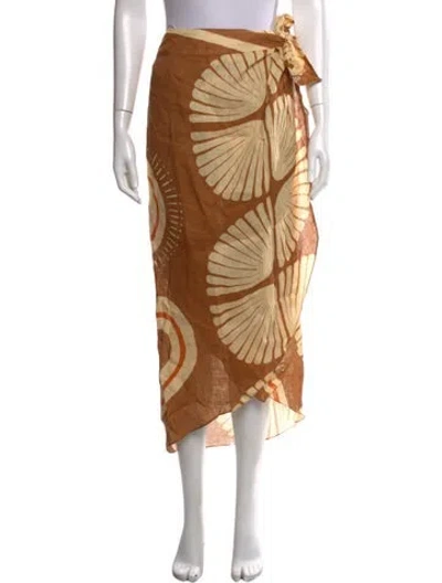 Pre-owned Johanna Ortiz Linen Long Skirt In Brown/neutrals