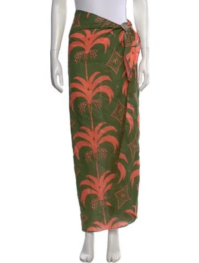 Pre-owned Johanna Ortiz Linen Long Skirt In Green