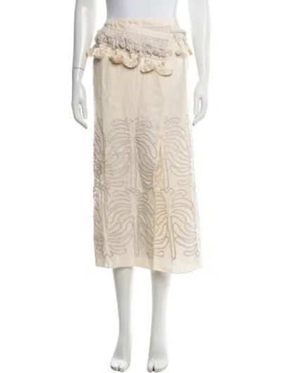 Pre-owned Johanna Ortiz Linen Long Skirt In Neutrals