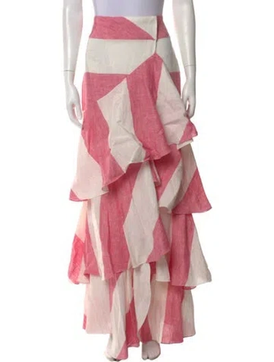 Pre-owned Johanna Ortiz Linen Long Skirt In Pink