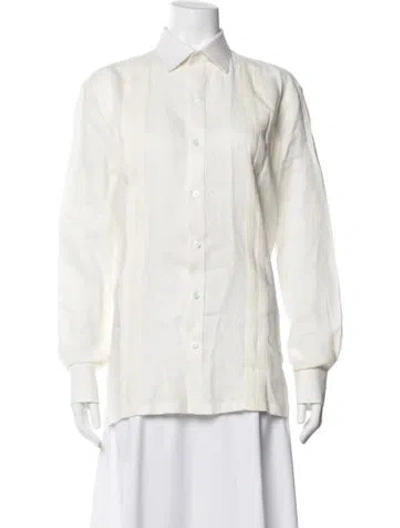 Pre-owned Johanna Ortiz Linen Long Sleeve Blouse In Neutrals