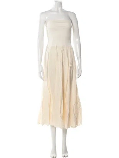 Pre-owned Johanna Ortiz Linen Midi Length Dress In Neutral