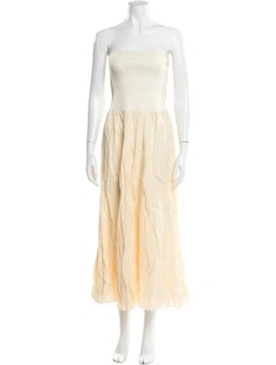 Pre-owned Johanna Ortiz Linen Midi Length Dress In Yellow