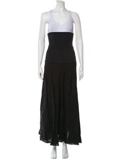 Pre-owned Johanna Ortiz Linen Midi Length Skirt In Black