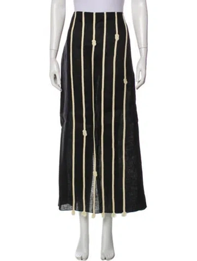 Pre-owned Johanna Ortiz Linen Midi Length Skirt In Gray