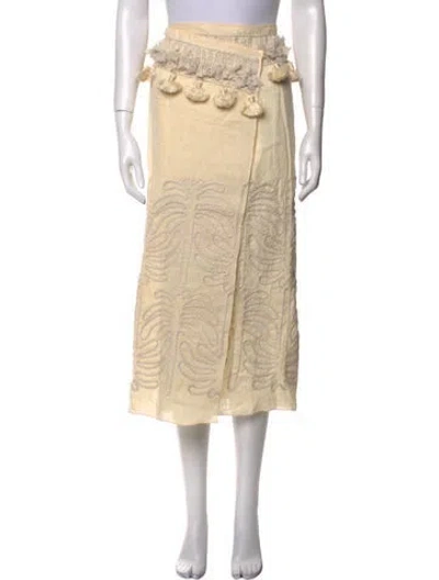 Pre-owned Johanna Ortiz Linen Midi Length Skirt In Neutral