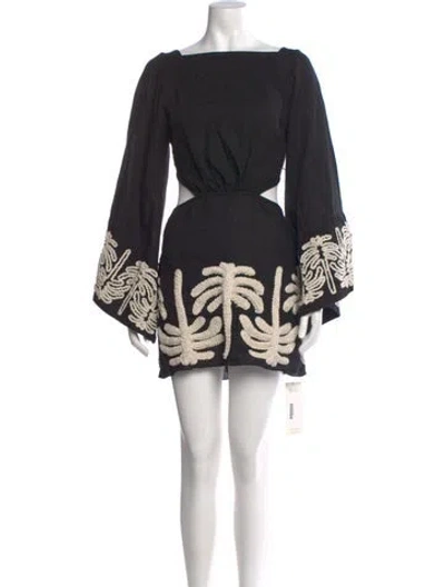 Pre-owned Johanna Ortiz Linen Mini Dress In Black