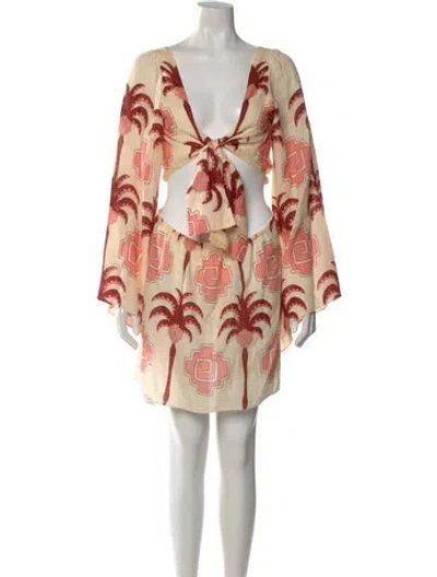 Pre-owned Johanna Ortiz Linen Mini Dress In Multi