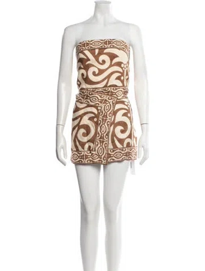 Pre-owned Johanna Ortiz Linen Mini Dress In Multi