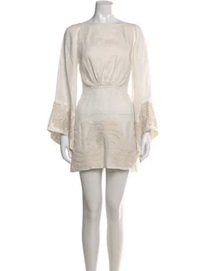 Pre-owned Johanna Ortiz Linen Mini Dress In Neutral