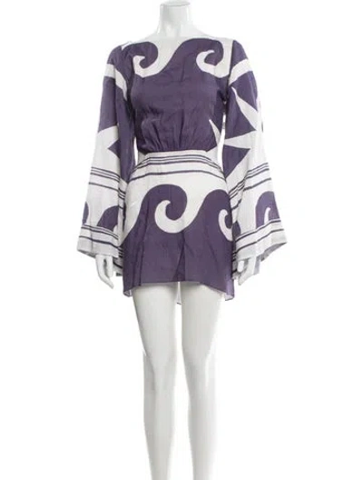 Pre-owned Johanna Ortiz Linen Mini Dress In Purple