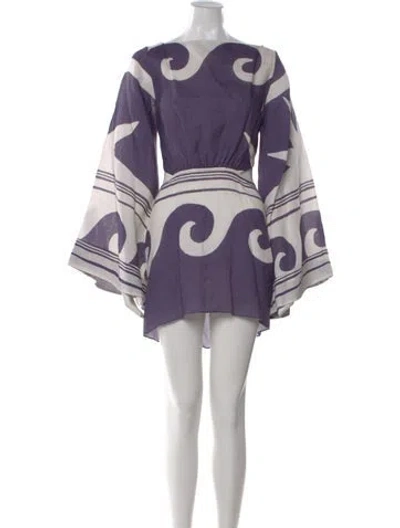 Pre-owned Johanna Ortiz Linen Mini Dress In Purple