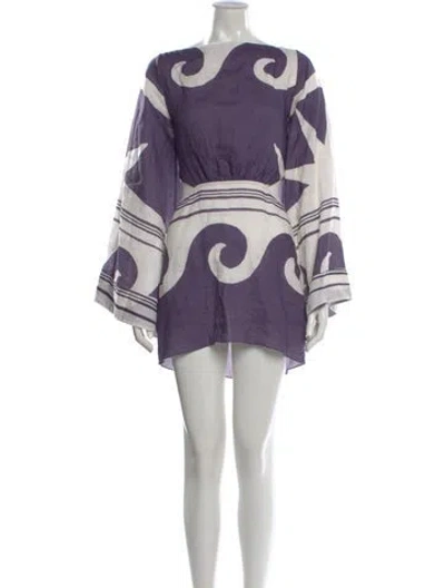 Pre-owned Johanna Ortiz Linen Mini Dress In Purple