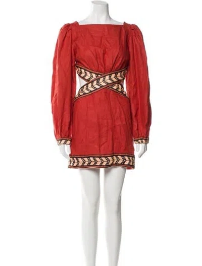 Pre-owned Johanna Ortiz Linen Mini Dress In Red