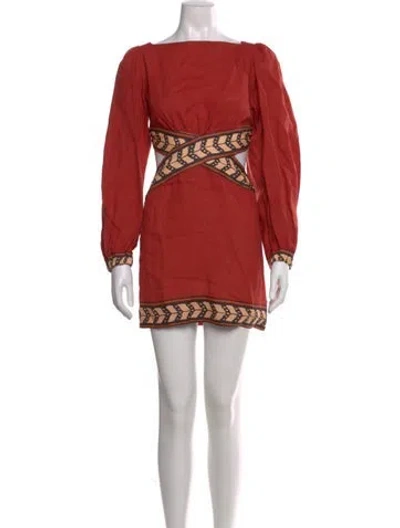 Pre-owned Johanna Ortiz Linen Mini Dress In Red