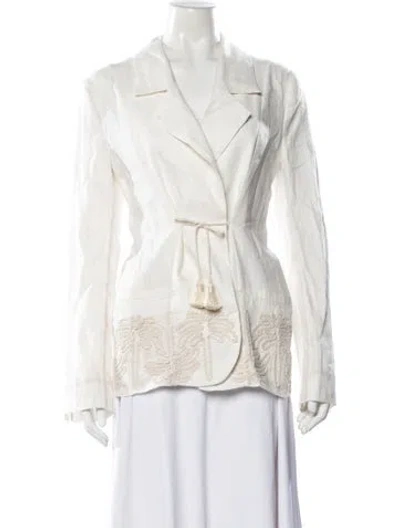 Pre-owned Johanna Ortiz Linen Patterned Blazer In Neutral