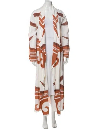 Pre-owned Johanna Ortiz Linen Patterned Coat In Neutral