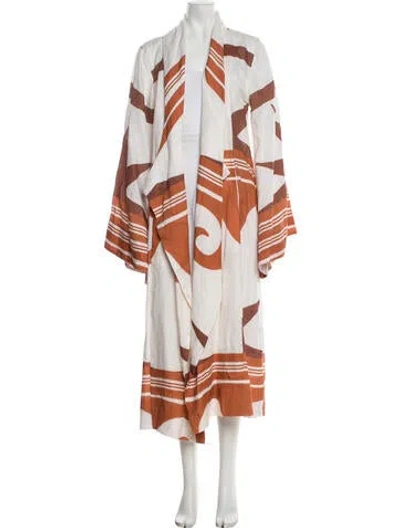 Pre-owned Johanna Ortiz Linen Patterned Coat In Neutrals