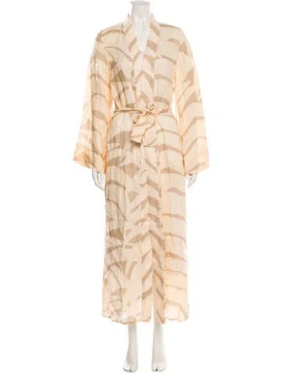 Pre-owned Johanna Ortiz Linen Printed Coat In Neutral