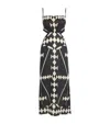 Johanna Ortiz Linen Printed Tactile Winds Maxi Dress In Black