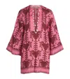Johanna Ortiz Womens Pink/cheery Wild Savannah Long-sleeves Linen Tunic Dress In Gray
