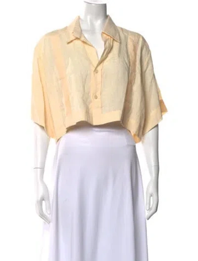 Pre-owned Johanna Ortiz Linen Short Sleeve Blouse In Neutrals
