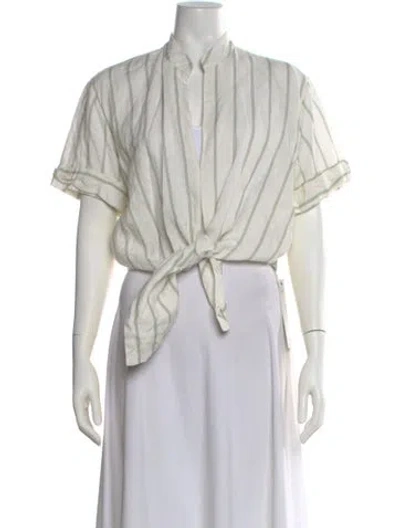 Pre-owned Johanna Ortiz Linen Striped Blouse In Multi
