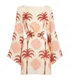Johanna Ortiz Wave After Wave Long Sleeve Linen Minidress In Pink