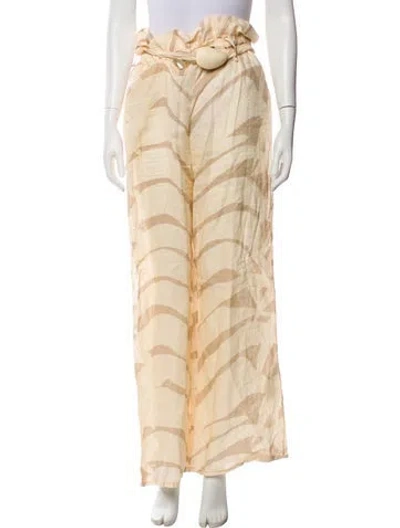 Pre-owned Johanna Ortiz Linen Wide Leg Pants In Neutral